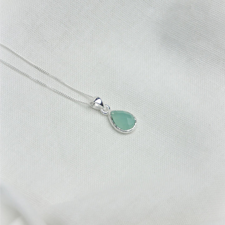 Aqua Chalcedony Stone Pendant Necklace - Robyn Real Jewels
