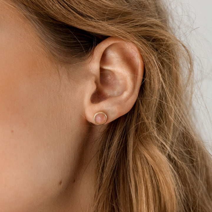Peach Moonstone Stud Earrings - Robyn Real Jewels