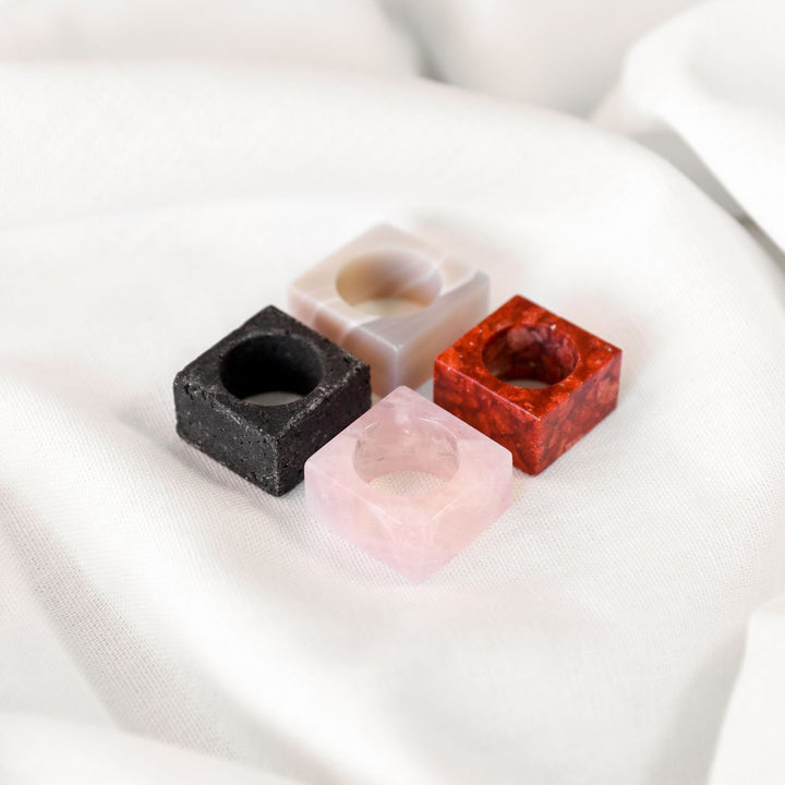 Black Lava Rock Square Stone Ring - Robyn Real Jewels