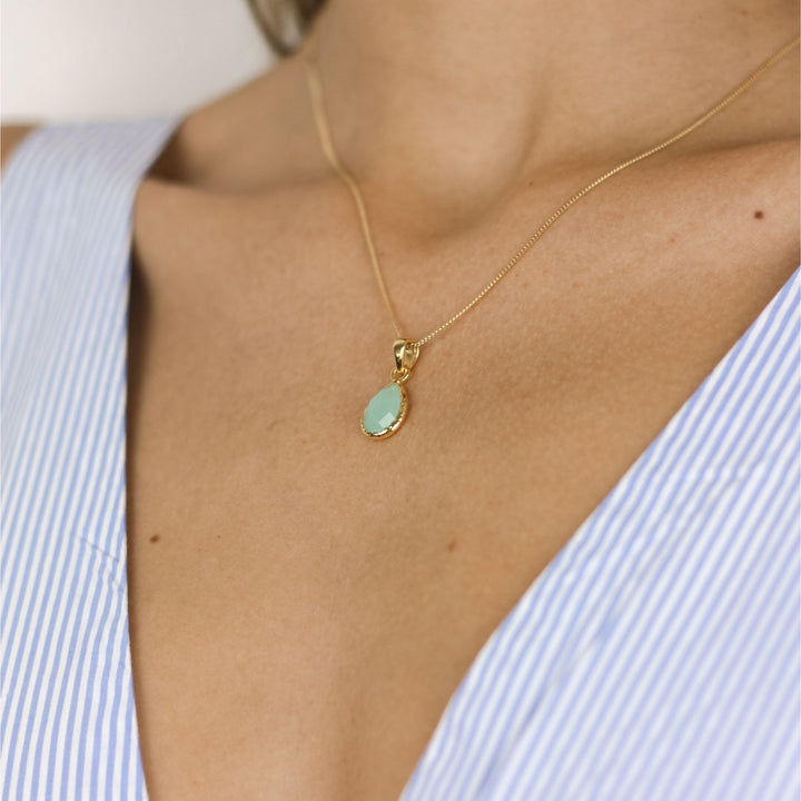 Aqua Chalcedony Stone Pendant Necklace - Robyn Real Jewels