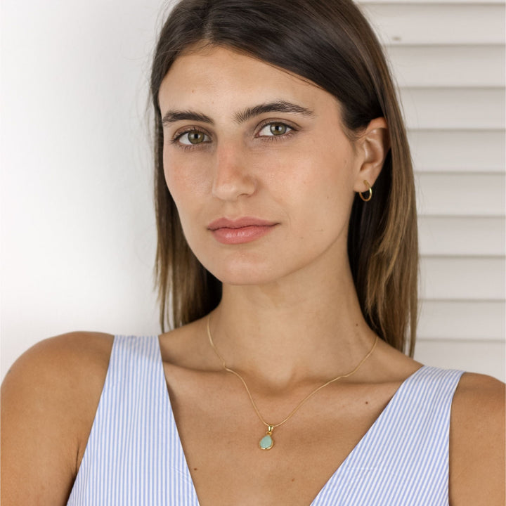 Aqua Chalcedony Stone Pendant Necklace - Robyn Real Jewels