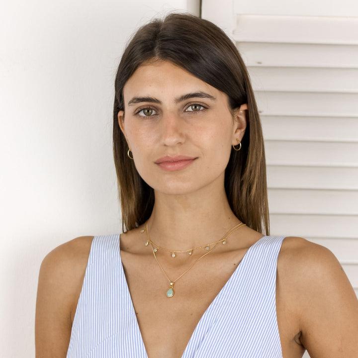 Aqua Chalcedony Stone Pendant Necklace - Robyn Real Jewels