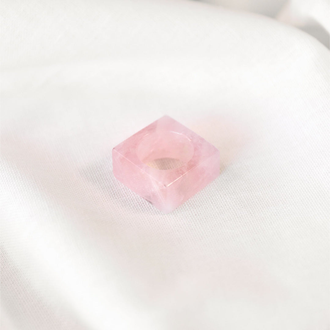 Rose Quartz Square Stone Ring - Robyn Real Jewels