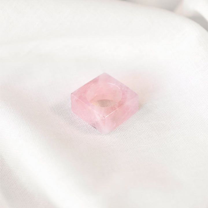 Rose Quartz Square Stone Ring - Robyn Real Jewels