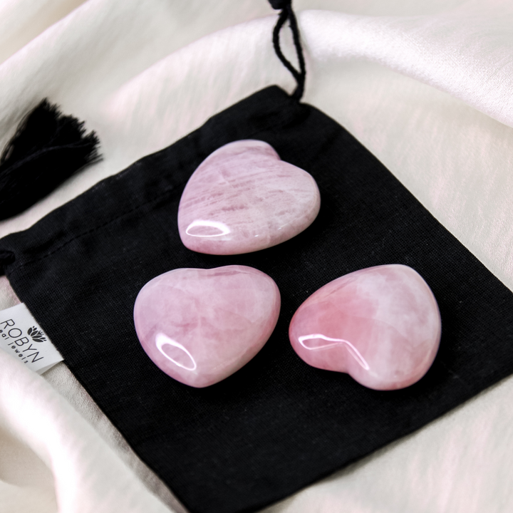 Rose Quartz Love Hearts Tumble Stones - Robyn Real Jewels