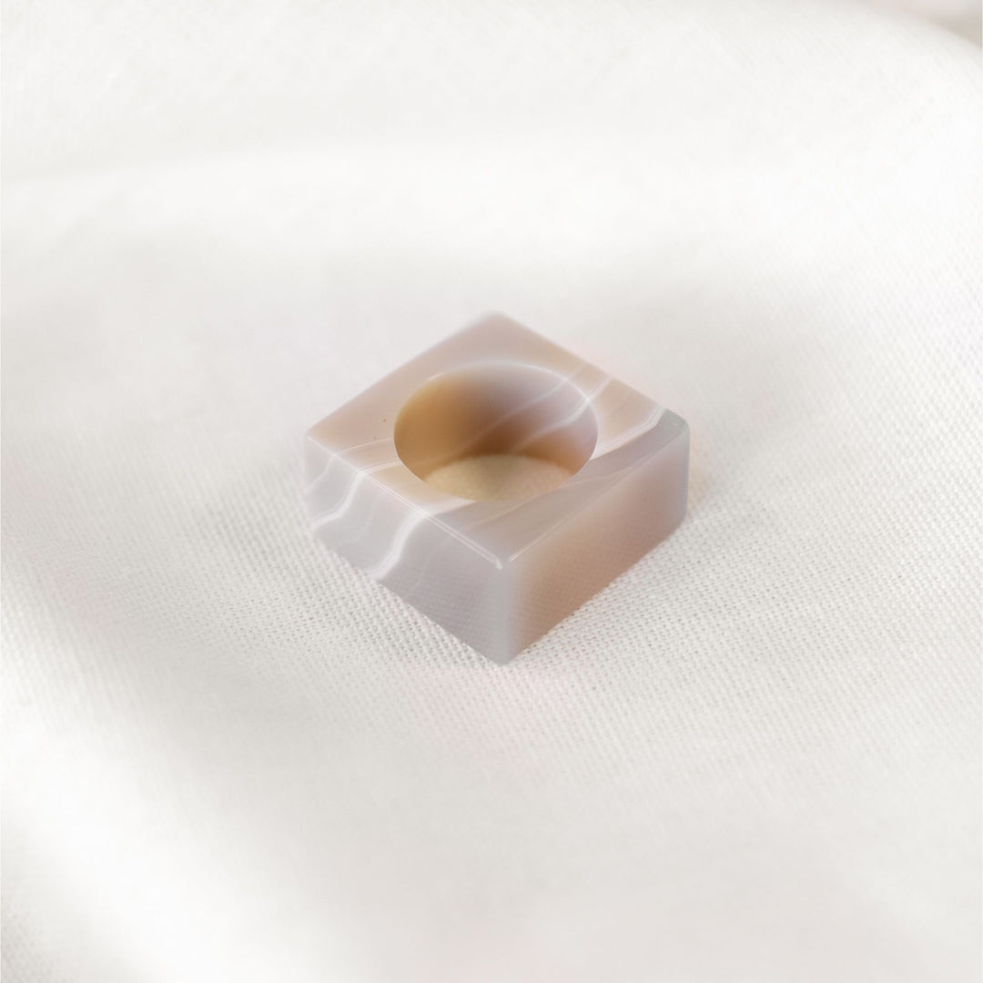 Botswana Grey Agate Square Stone Ring - Robyn Real Jewels
