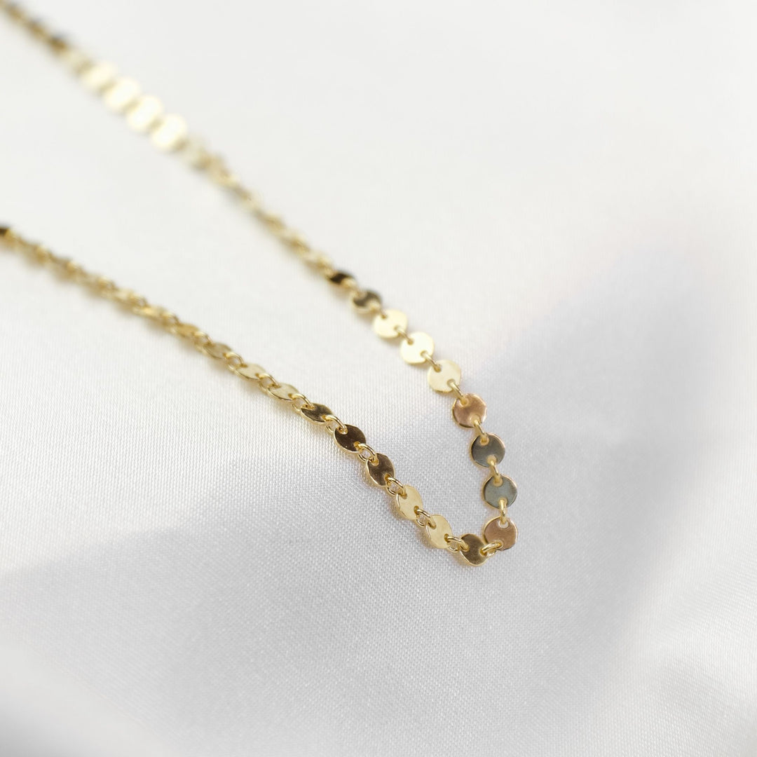 Waterproof Sequin Necklace on white sheet