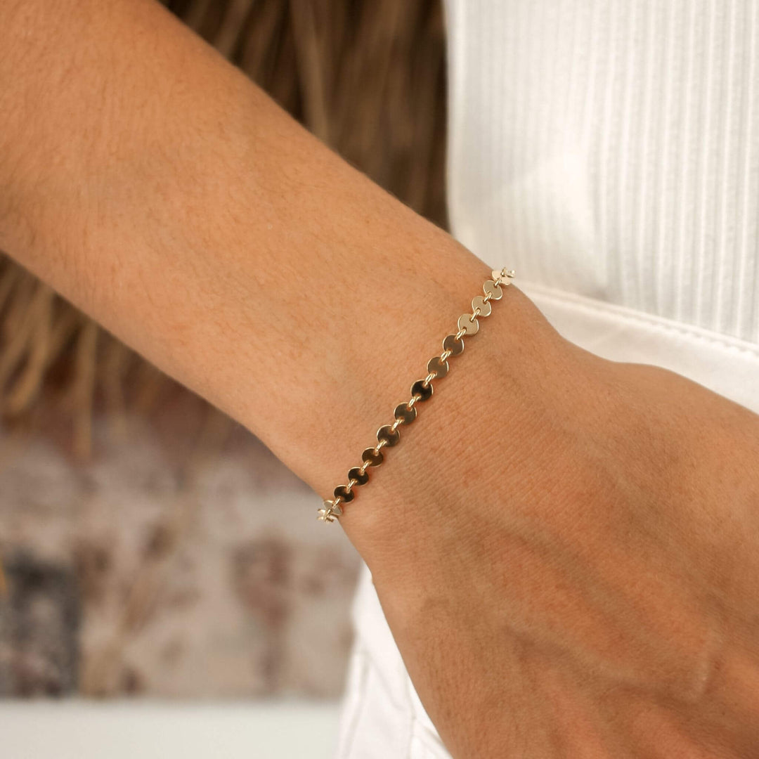 Waterproof Sequin Bracelet on model hand 