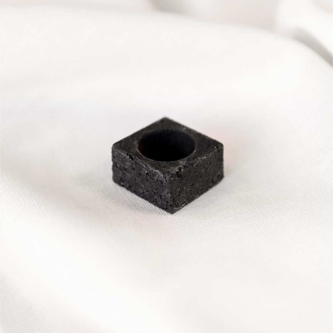 Black Lava Rock Square Stone Ring - Robyn Real Jewels