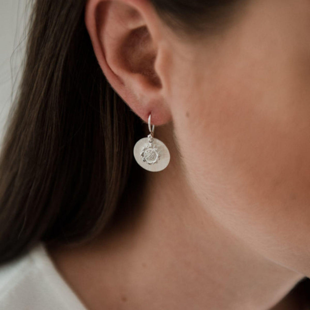 Sunflower Leaf Disc Earrings - Robyn Real Jewels