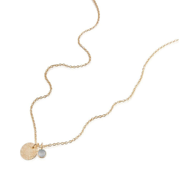 Aqua Chalcedony Charm & Round Hammered Disc Necklace - Robyn Real Jewels
