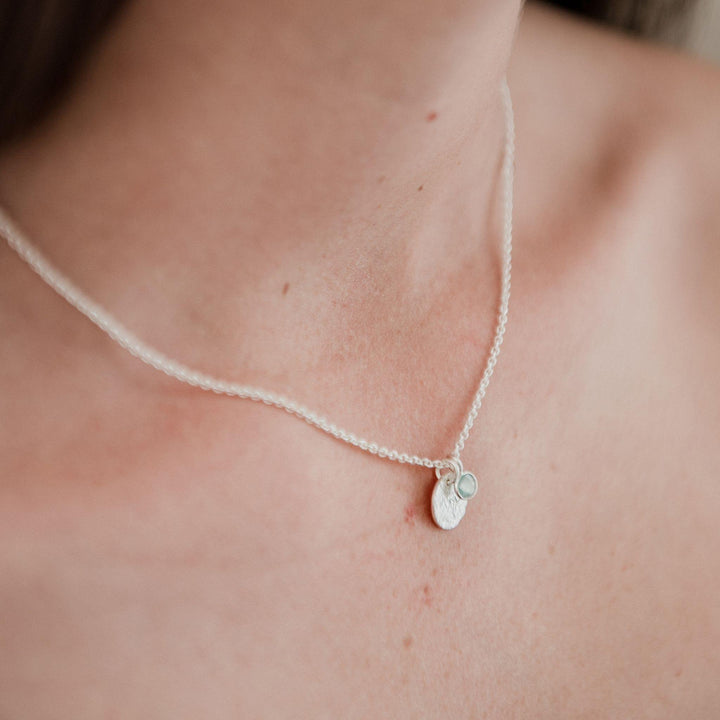 Aqua Chalcedony Charm & Round Hammered Disc Necklace - Robyn Real Jewels