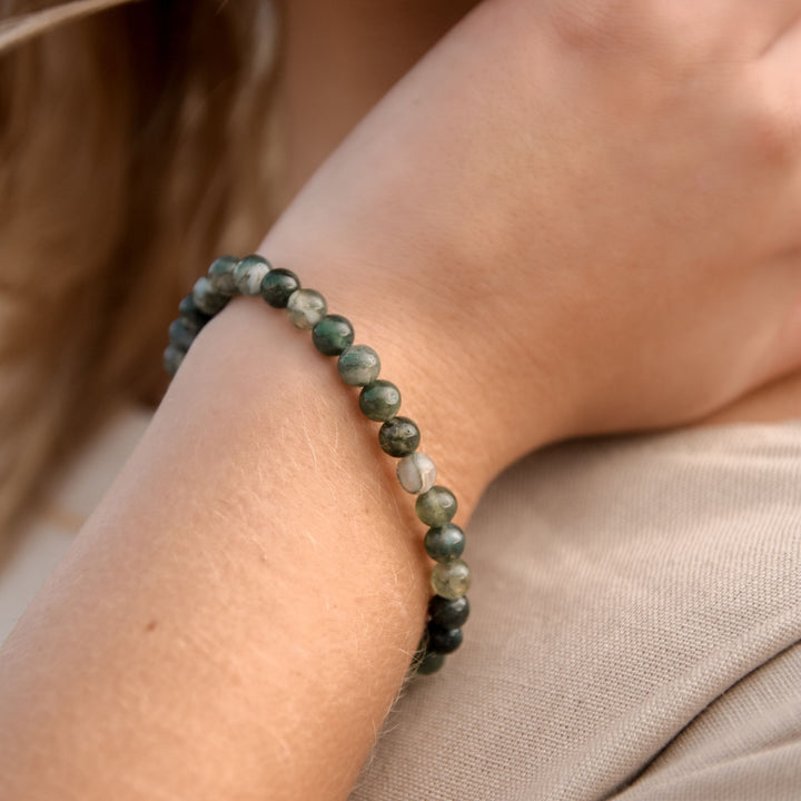 Moss Agate "Safari" Bracelet model image alone 