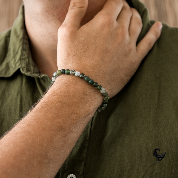 Moss Agate Stone Men's Bracelet - Robyn Real Jewels 