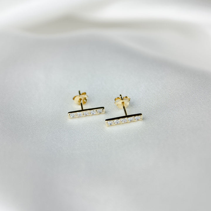 Bar Studs with Cubic Zirconia - Robyn Real Jewels