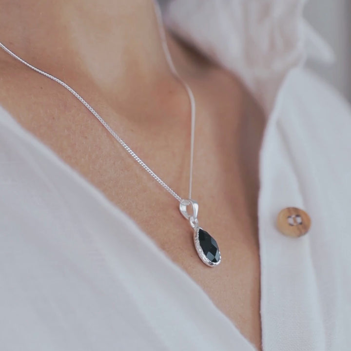 Black Onyx Stone Pendant Necklace - Robyn Real Jewels