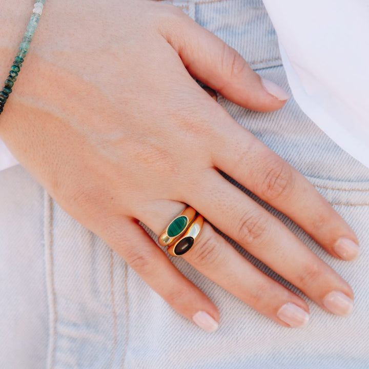 Ladies Must-have green Malachite Signet Ring
