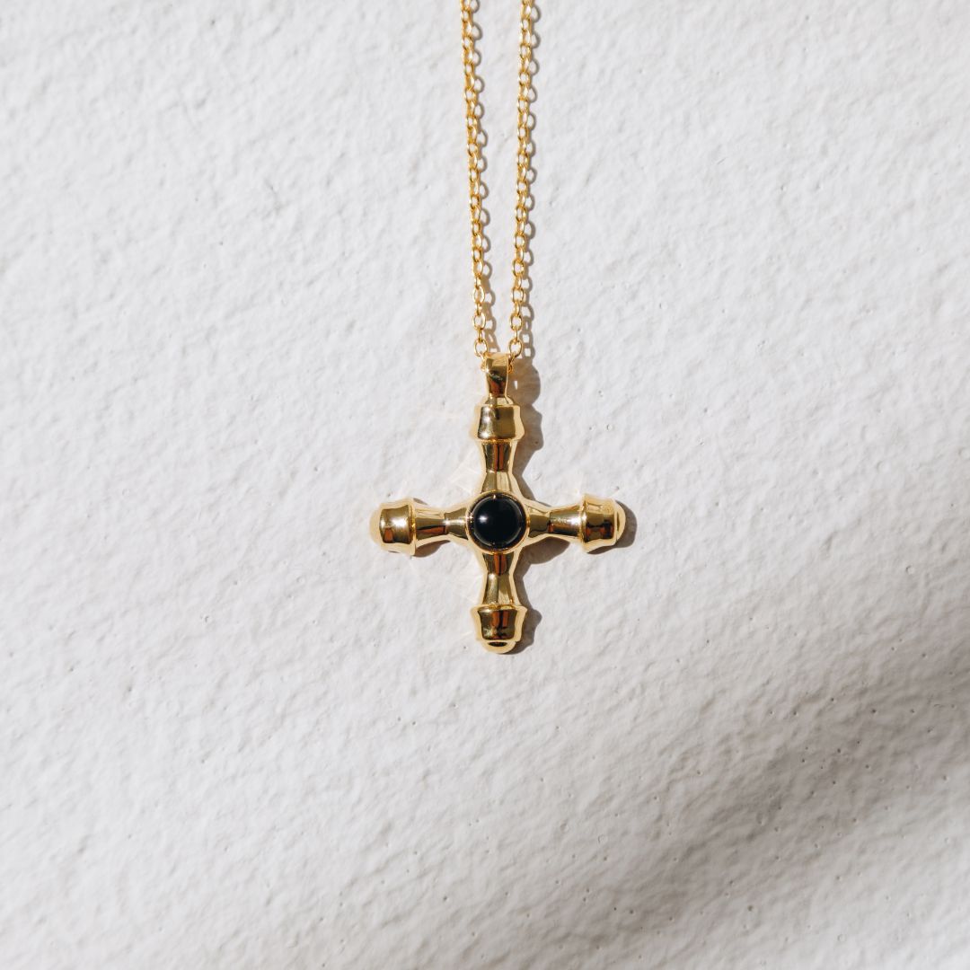Bold Cross Black Onyx Necklace