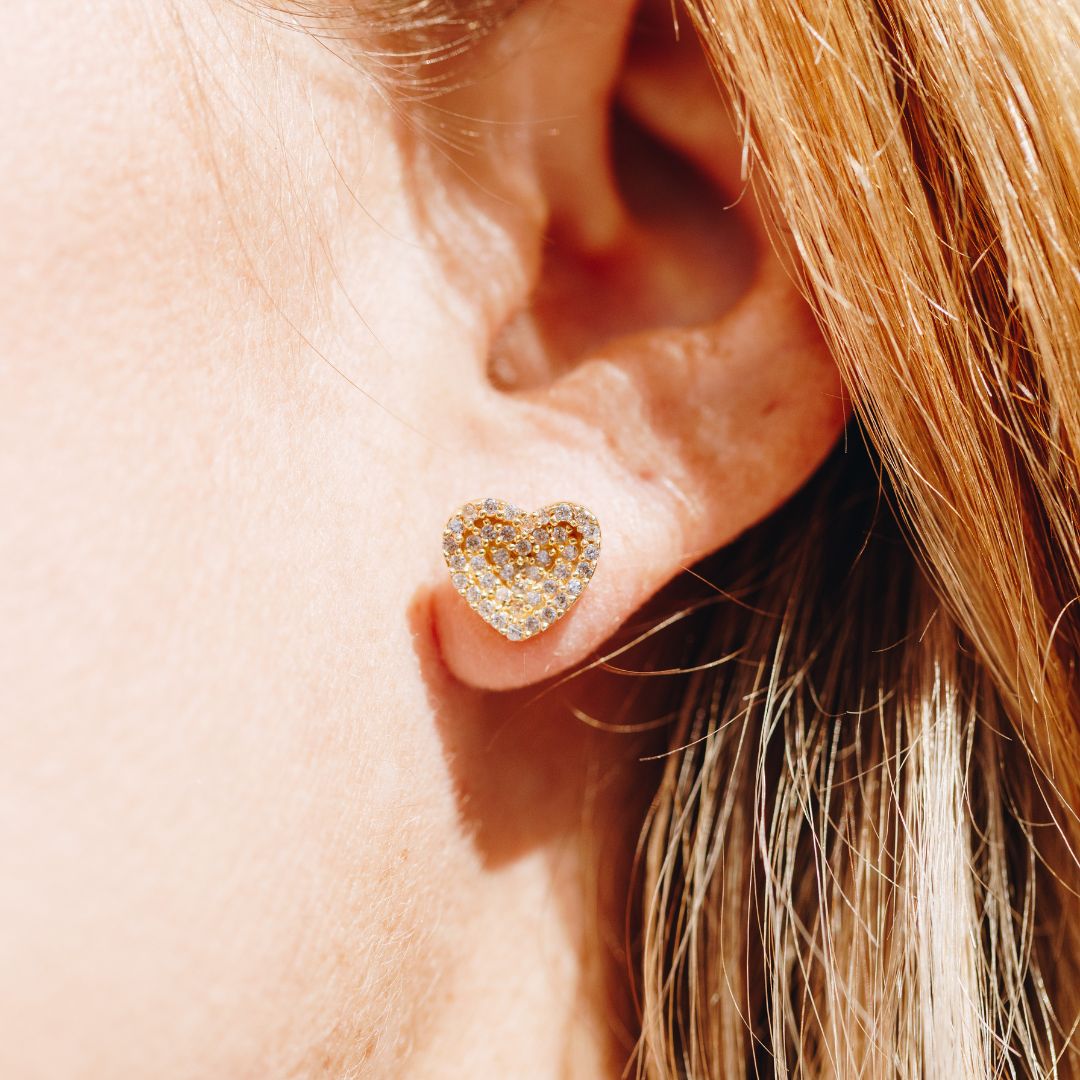 Sparkle Heart Stud Earrings