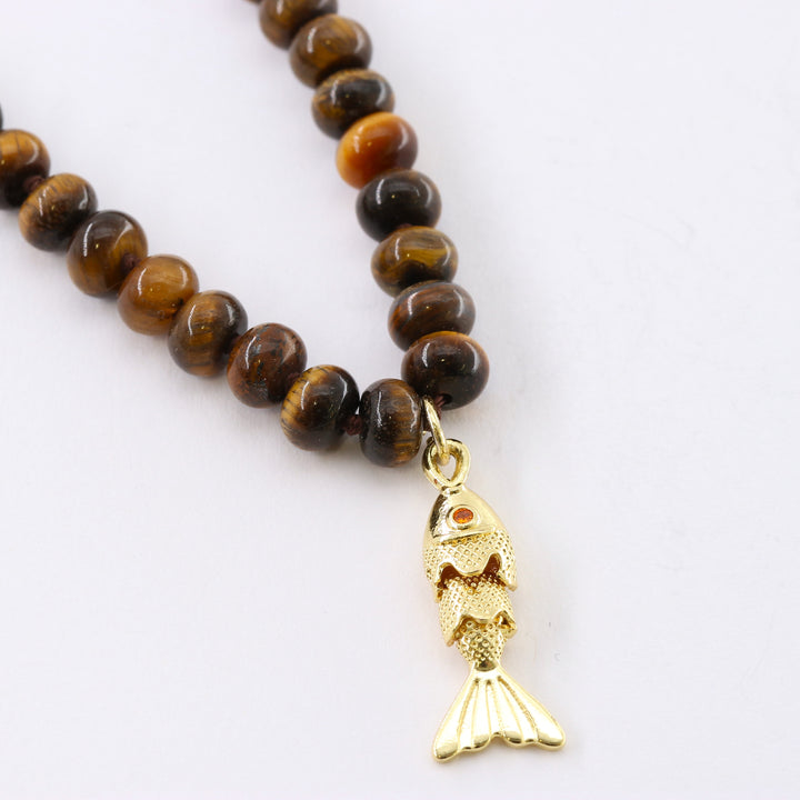 Eclair Tigers Eye Starfish Stone Necklace