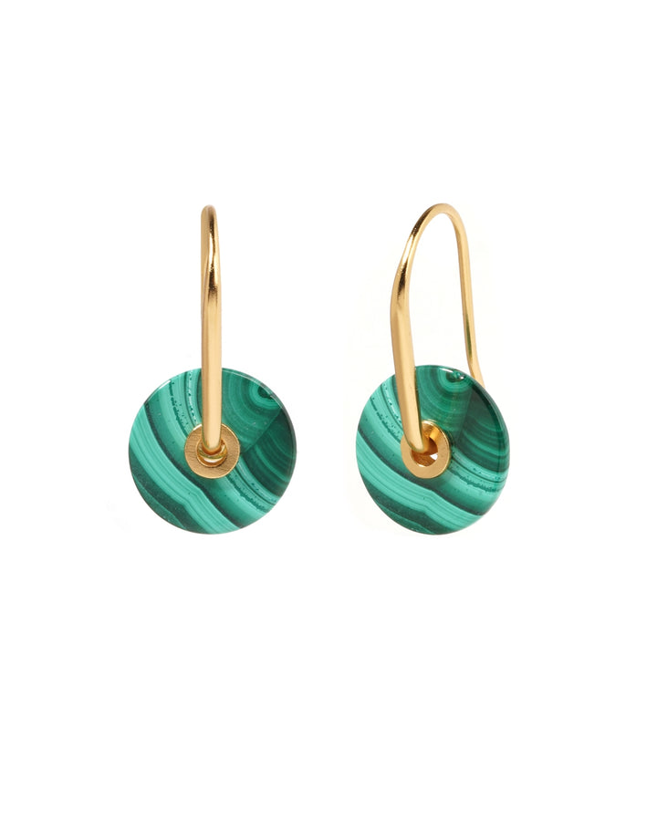 Malachite Stone Disc of life Earring