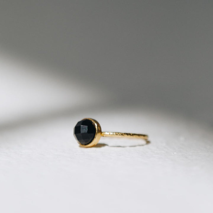 The round Robyn Black Onyx Stacking Ring