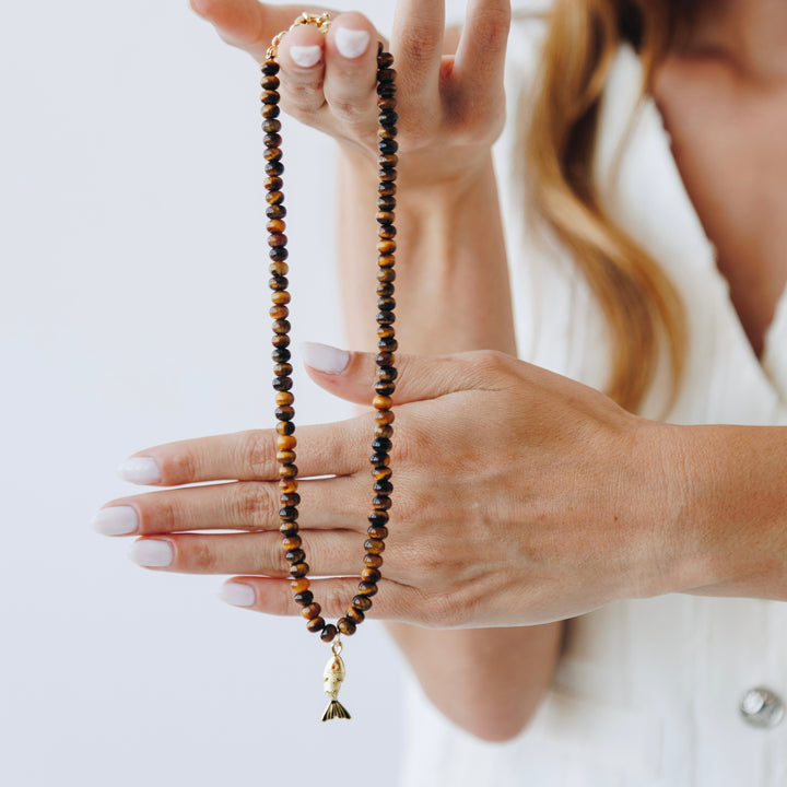 Eclair Tiger-eye Fisherman Wives stone Necklace