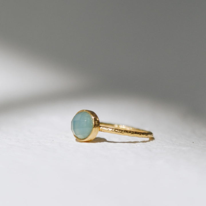 The round Robyn Aqua Chalcedony Stacking Ring