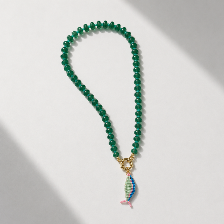Emerald Swimmer Fish Necklace