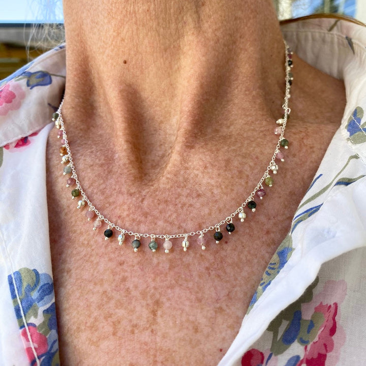Tourmaline Charm Necklace, Silver