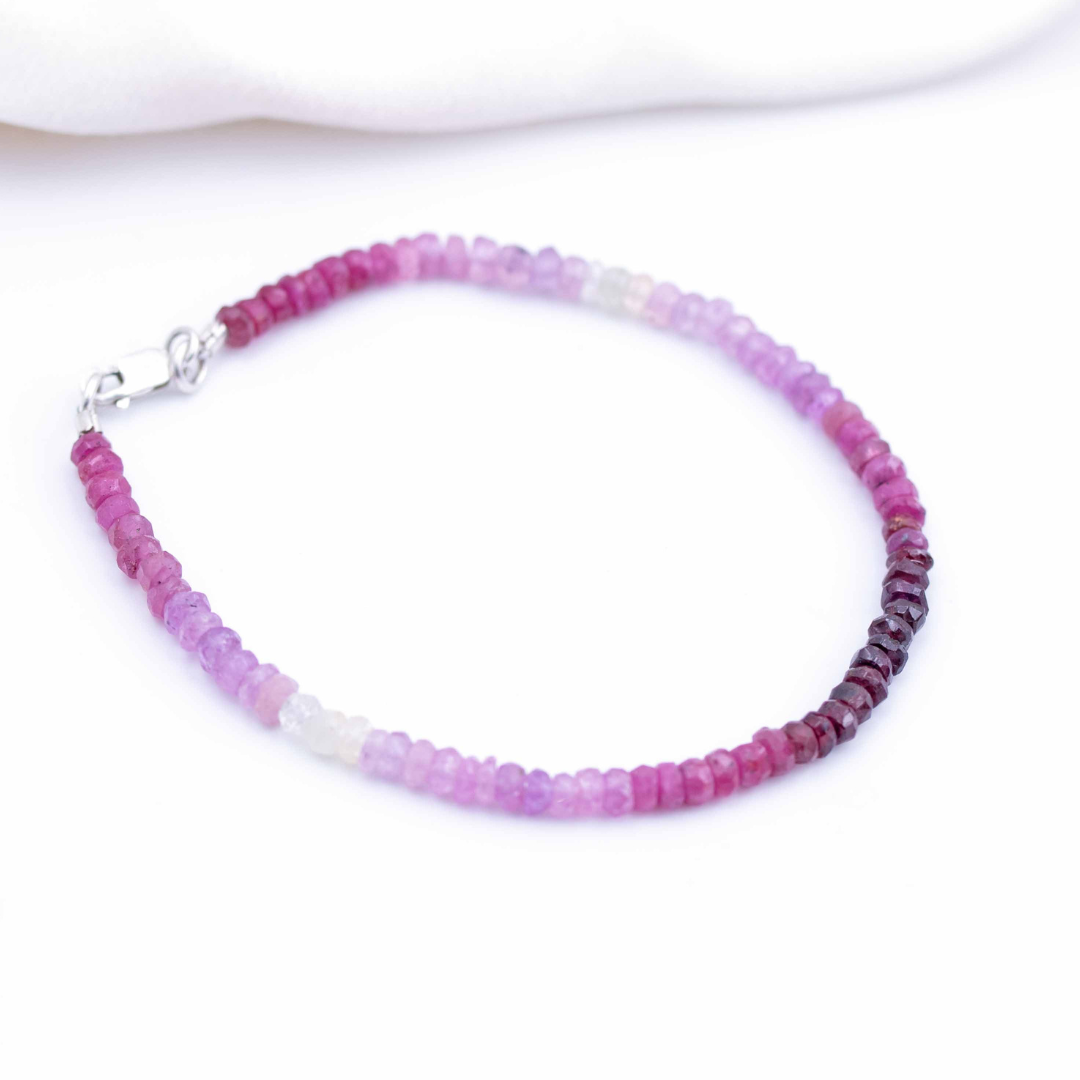 Natural Ruby Ombre Button Stone Bracelet