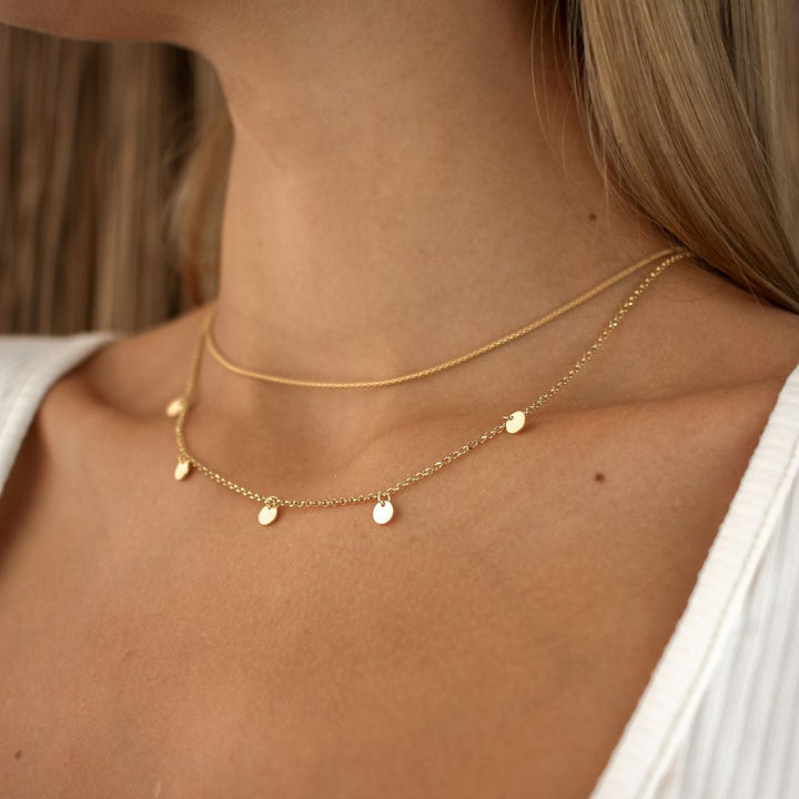 Gold Waterproof Multi Disc Necklace