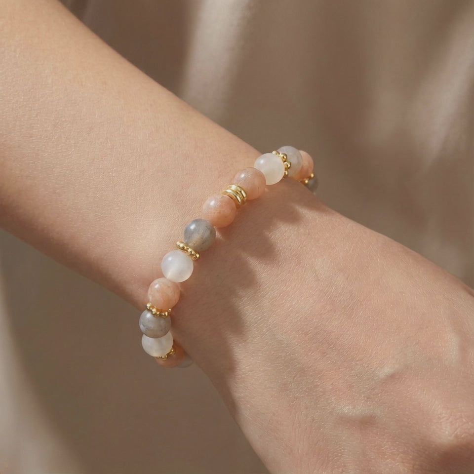 Peachy Moonstone Ladies Stone Bracelet