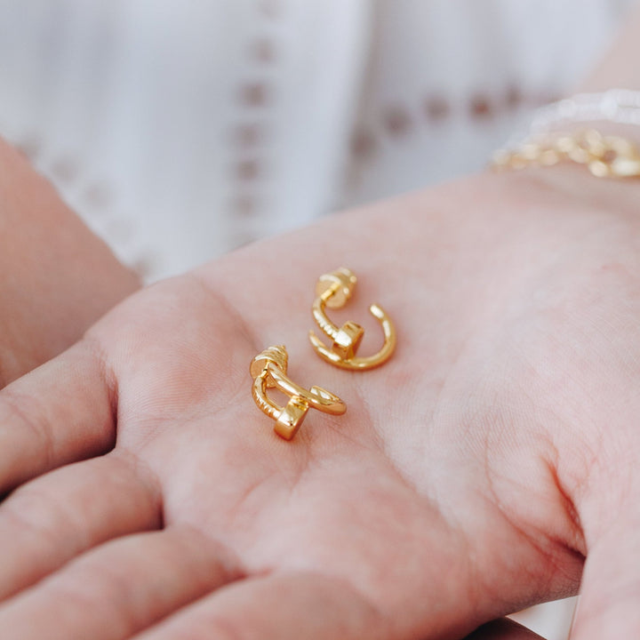 Simple Gold Nail Stud Earrings