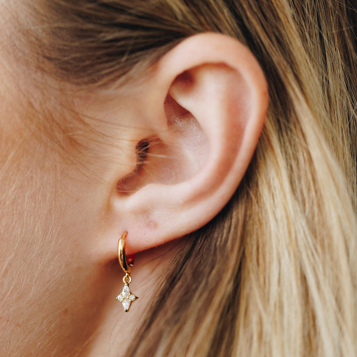 Sparkle Star Drop Huggie Earrings
