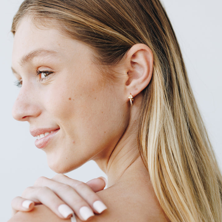 Sparkle Clover Gold Huggie Earrings