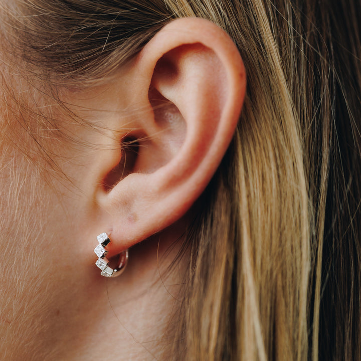 Luna Silver Huggie Earring