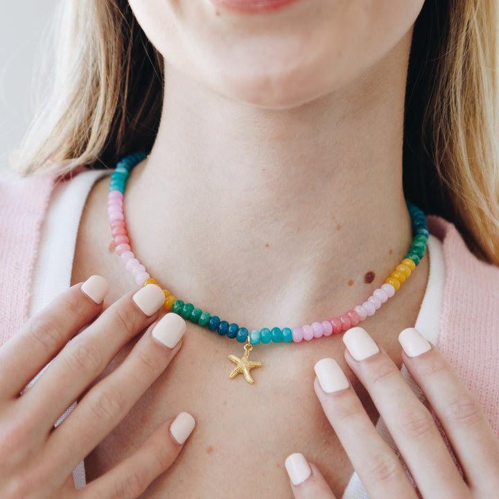 Tutti Frutti Starfish Charm Stone Necklace
