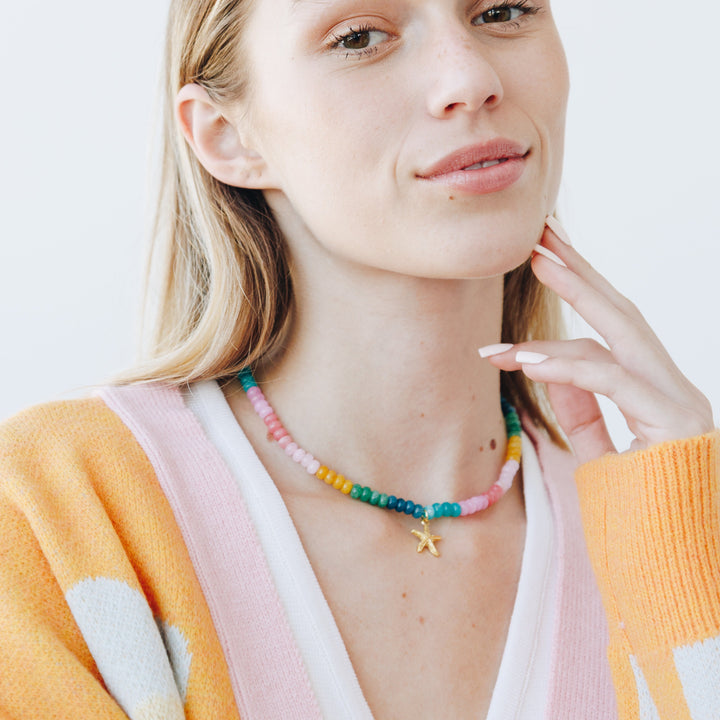 Tutti Frutti Starfish Charm Stone Necklace