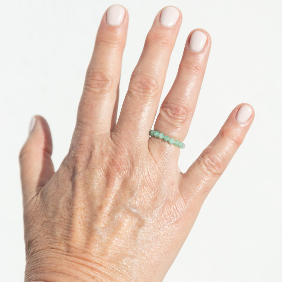 Emerald Beaded Stone Ring