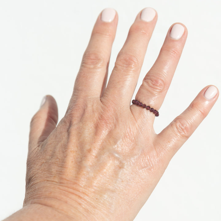 Garnet Beaded Stone Ring