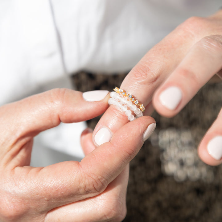 Moonstone Beaded Stone Ring