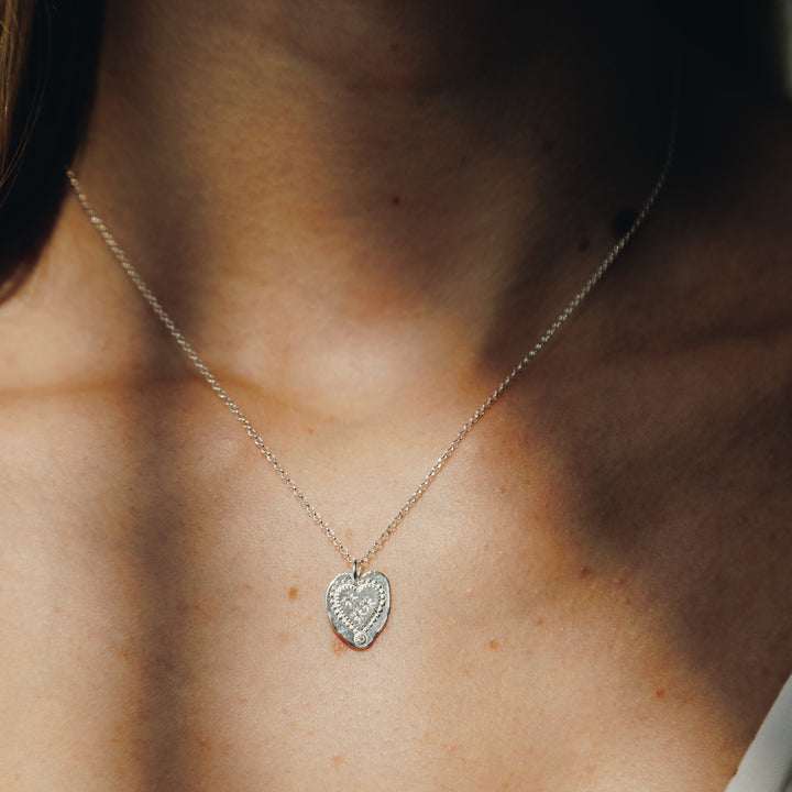 Sparkle Silver Heart Necklace