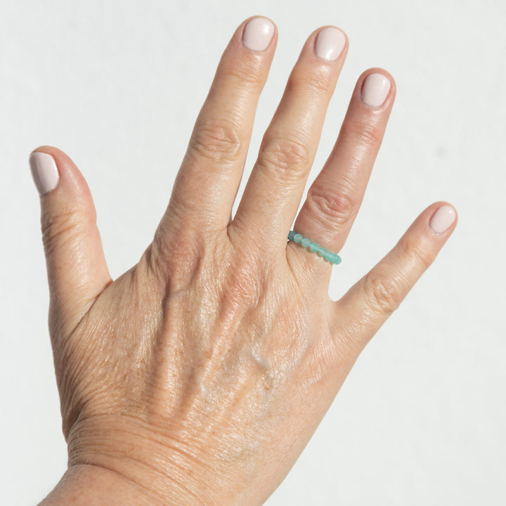 Amaznoite Beaded Stone Ring