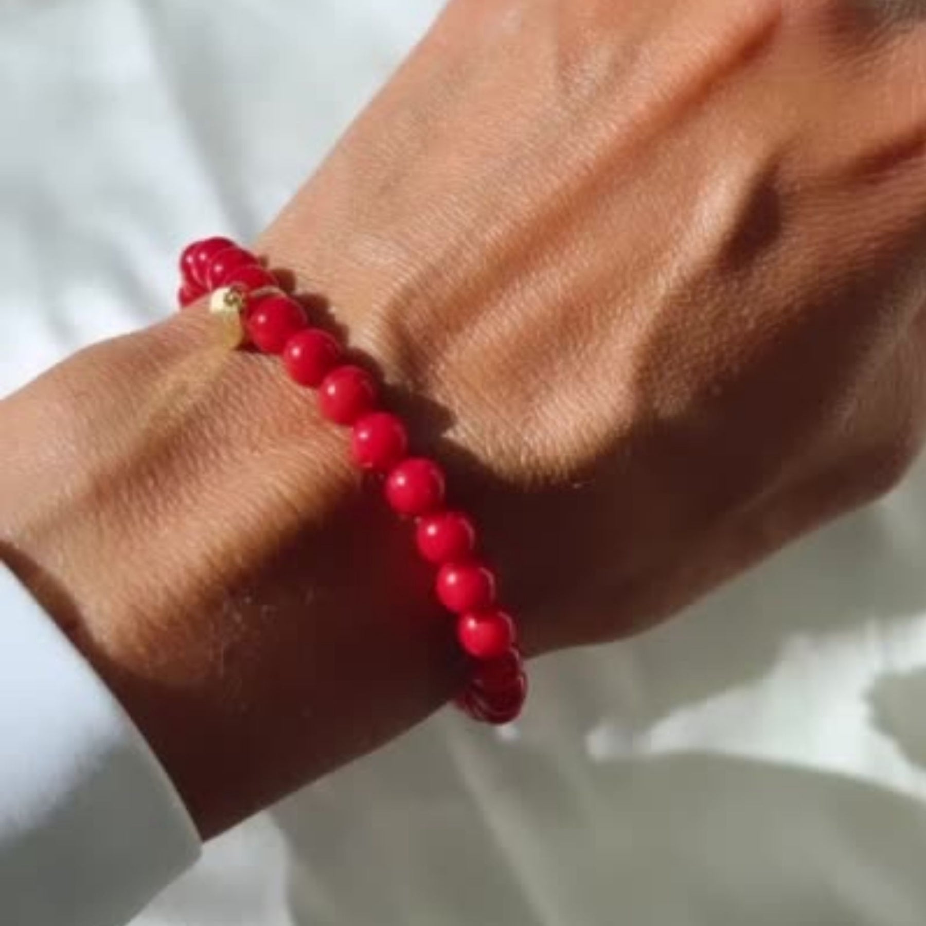 Sponge Red Coral Infinity Wrist Mala / iloveisola