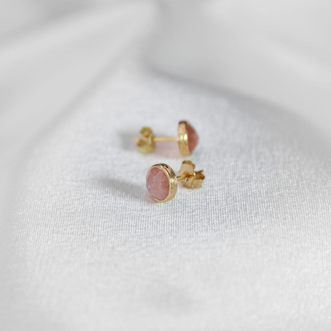 Peach Moonstone Stud Earrings - Robyn Real Jewels 