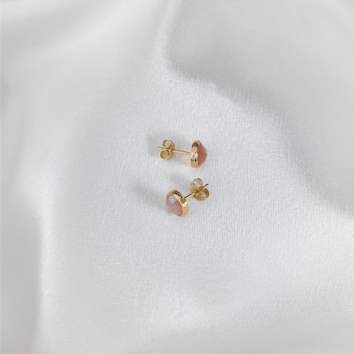 Peach Moonstone Stud Earrings - Robyn Real Jewels