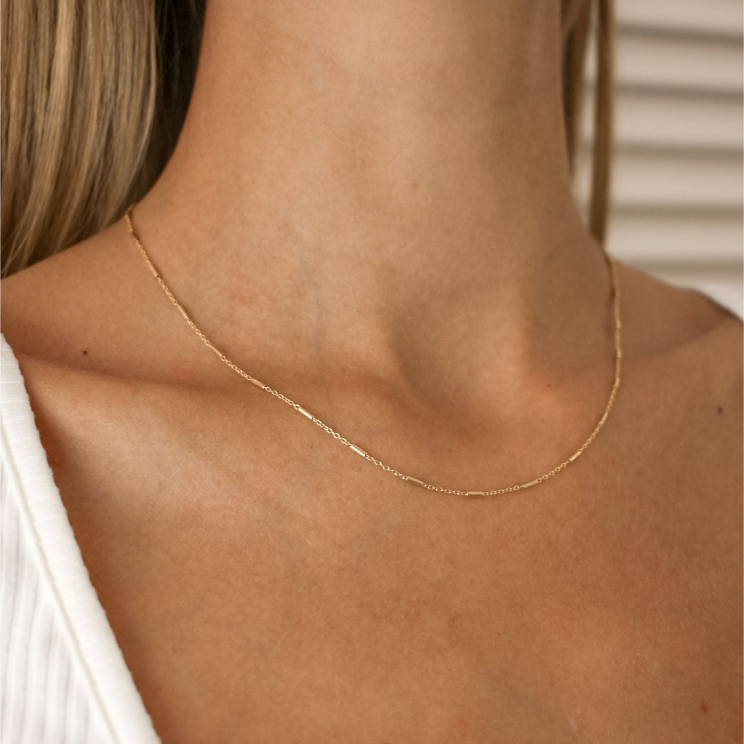 Gold Waterproof Staggered Bar Necklace