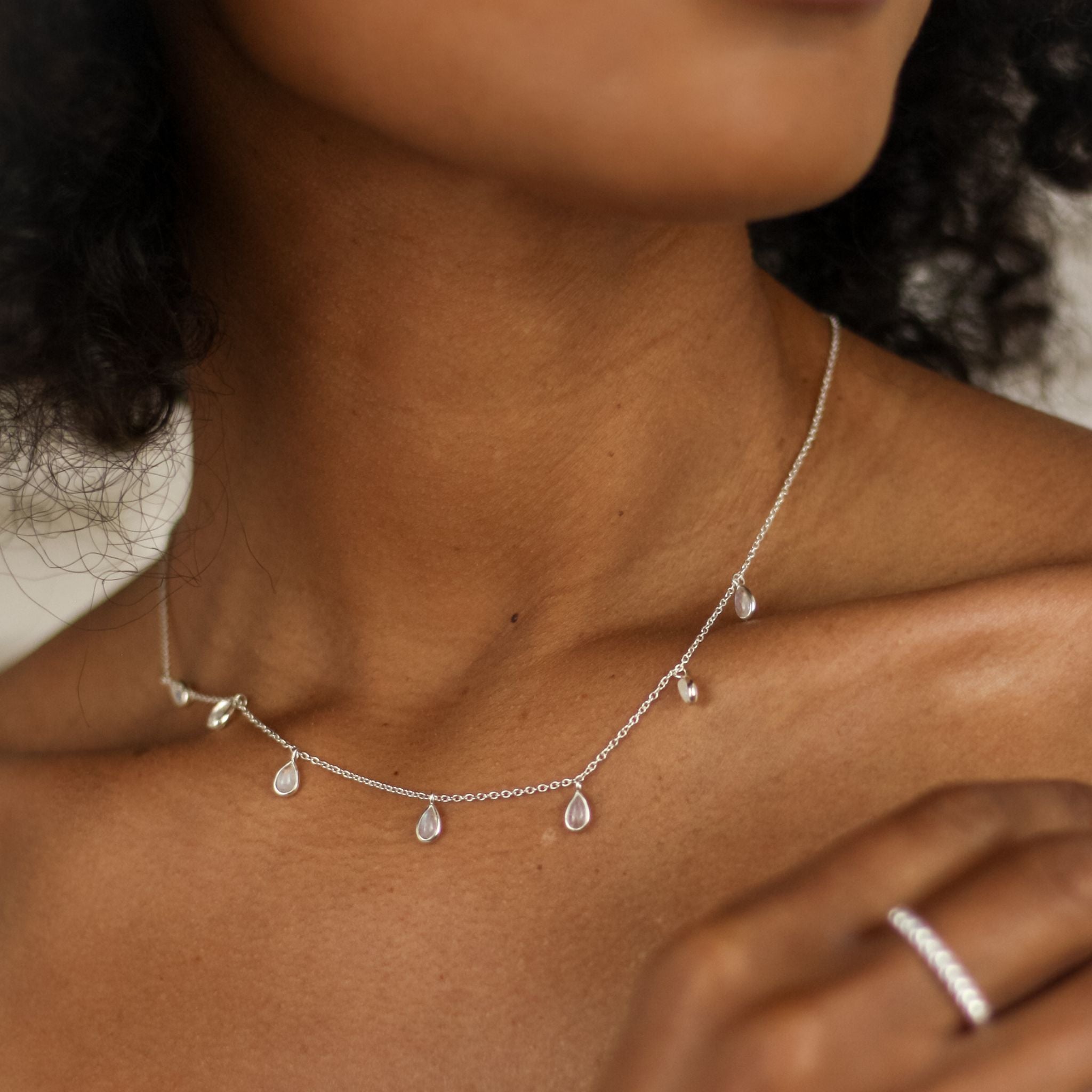 Moonlit – Moonstone Tear-drop Necklace In Gold Plated – Robyn Real