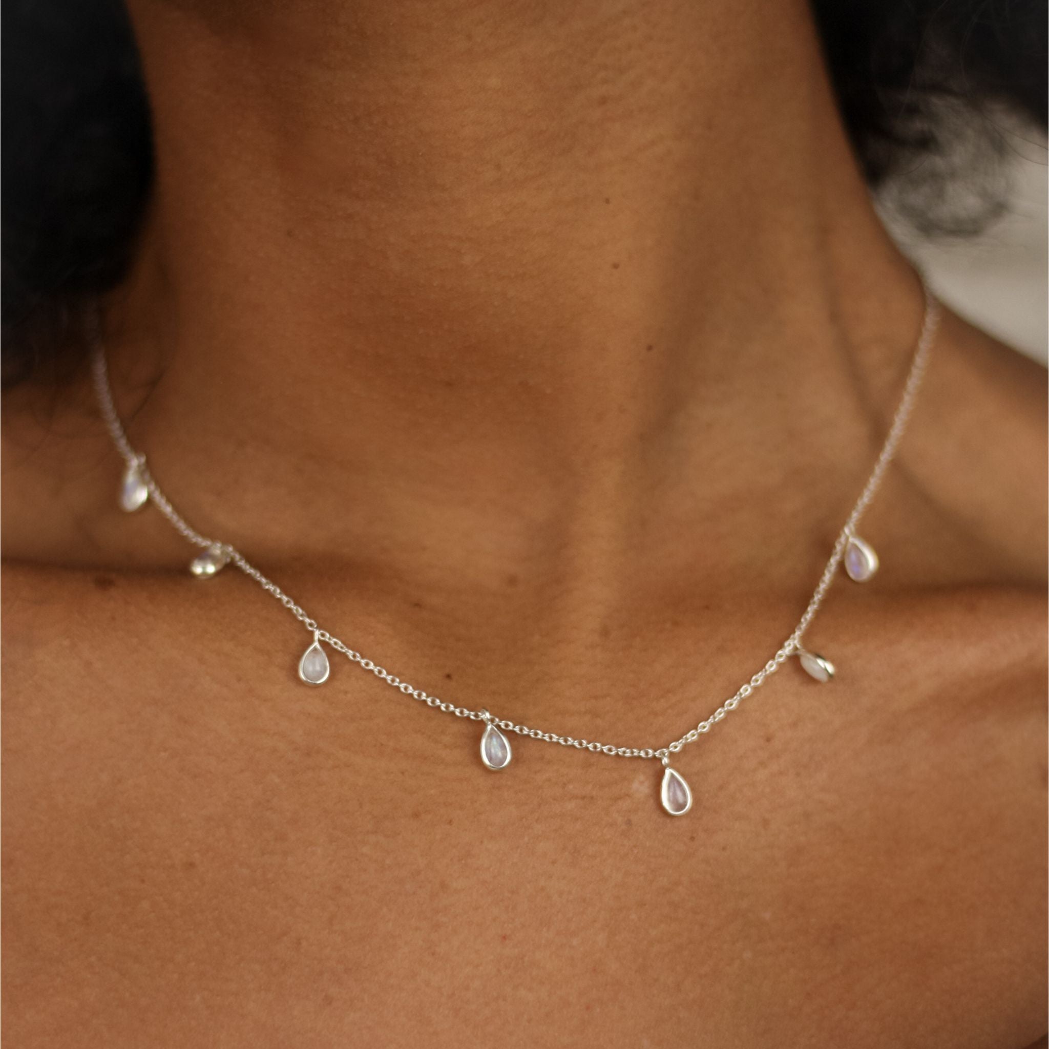 Moonlit – Moonstone Tear-drop Necklace In Gold Plated – Robyn Real